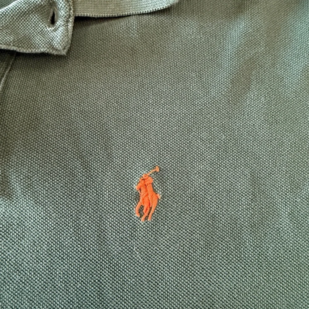 Polo Ralph Lauren Hunter Green Long Sleeve Vintage Cotton Polo Shirt size Medium - Picture 7 of 7